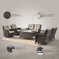 8 Pieces Patio Furniture Sets with Swivel Rocking Chairs,High-Back Rattan Patio Outdoor Conversation Set with 2-Seat Sofa & Coffee Table for Porch Deck Backyard Poolside