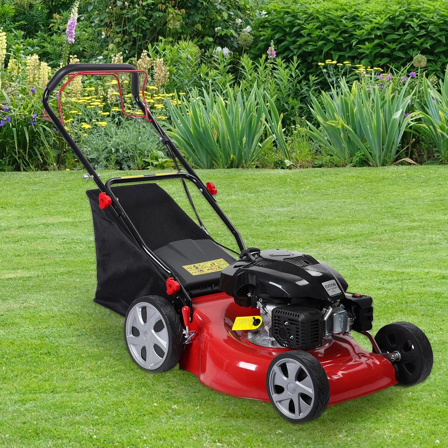 Self Propelled Lawn Mower, 141 Cc Gas Engine Lawn Mower, Push Lawn Mower with 50L Grass Tank