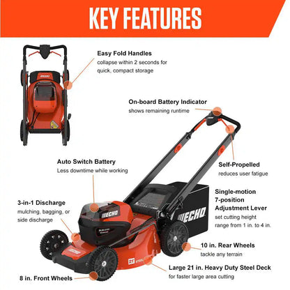 21 In. 56-Volt Cordless Battery Walk behind Push Lawn Mower with Two 5.0 Ah Batteries/Rapid Charger