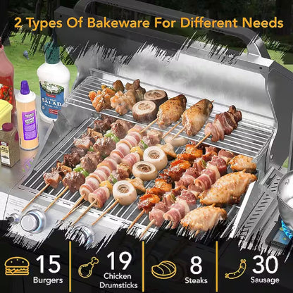 4-Burner Propane Gas Stainless Steel Grill with Side Burners and Cooking Grids in Silver