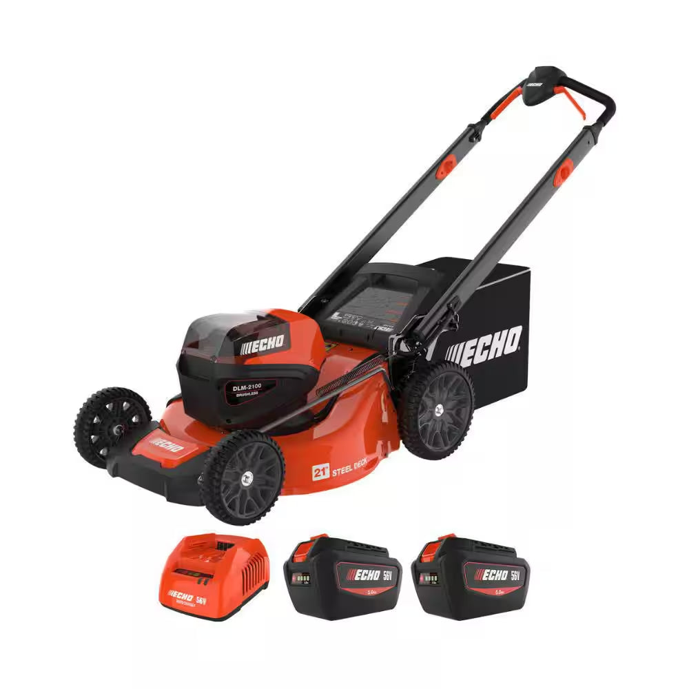 21 In. 56-Volt Cordless Battery Walk behind Push Lawn Mower with Two 5.0 Ah Batteries/Rapid Charger
