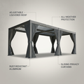 10X12/12X20Ft Louvered Pergola, Waterproof Roof All Weather Rust-Resistant Gazebo for Backyard Patio