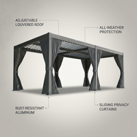 10X12/12X20Ft Louvered Pergola, Waterproof Roof All Weather Rust-Resistant Gazebo for Backyard Patio — Lifestyle
