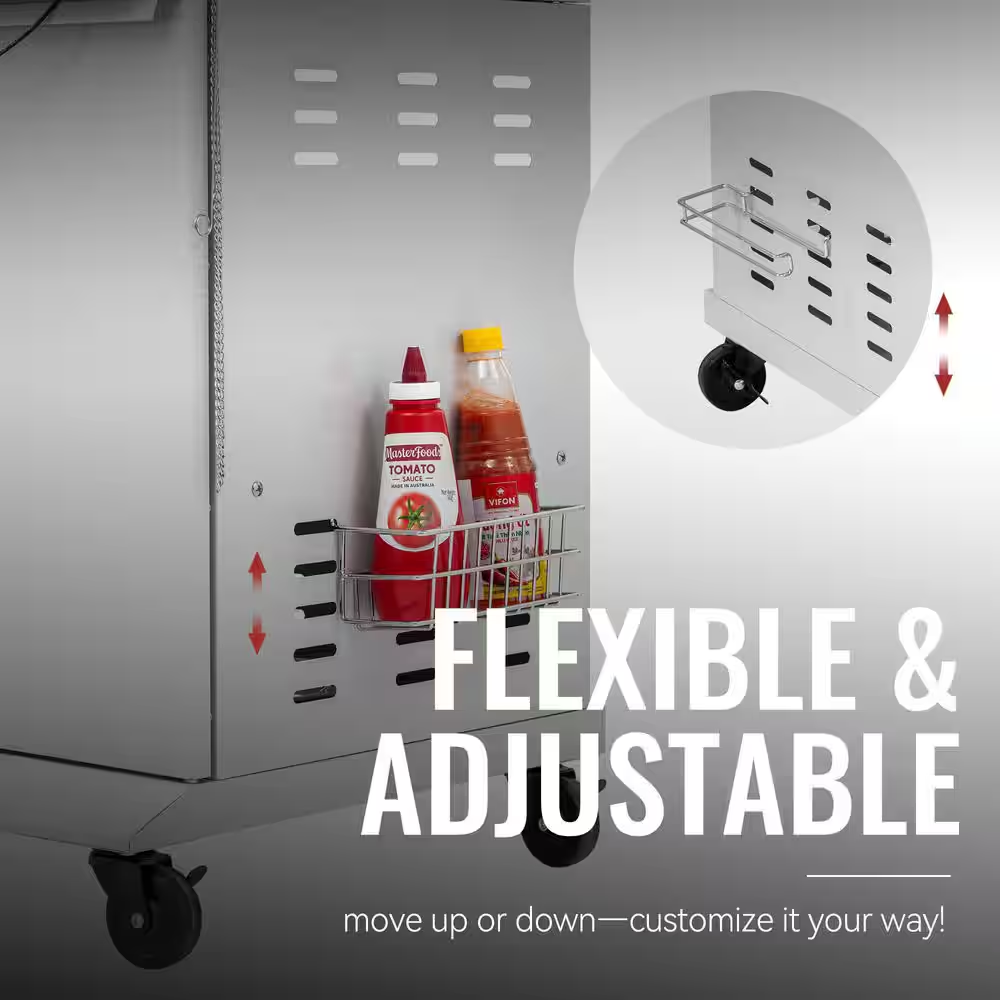 6-Burner BBQ Liquid Propane Gas Grill, with Sear Burner and Side Burner, Stainless Steel and Foldable Side Shelf, White