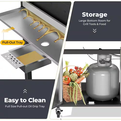 4-Burner Propane Gas Stainless Steel Grill with Side Burners and Cooking Grids in Silver