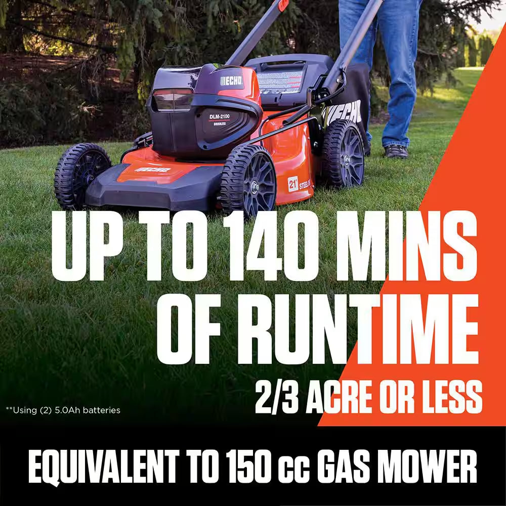 21 In. 56-Volt Cordless Battery Walk behind Push Lawn Mower with Two 5.0 Ah Batteries/Rapid Charger