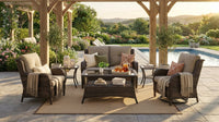 8 Pieces Patio Furniture Sets with Swivel Rocking Chairs,High-Back Rattan Patio Outdoor Conversation Set with 2-Seat Sofa & Coffee Table for Porch Deck Backyard Poolside — Lifestyle